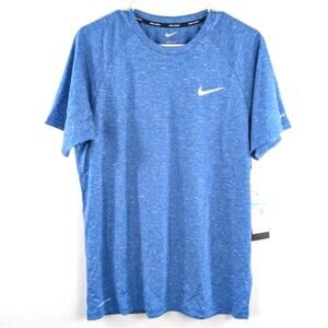 Nike Swim Dri-FIT M Short Sleeve Shirt Blue NWT UV Protection Hydroguard Sport